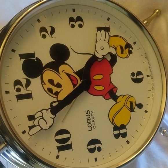 Vintage Walt Disney Lorus Quartz Mickey Mouse Silver Bell Clock - Picture 7 of 8